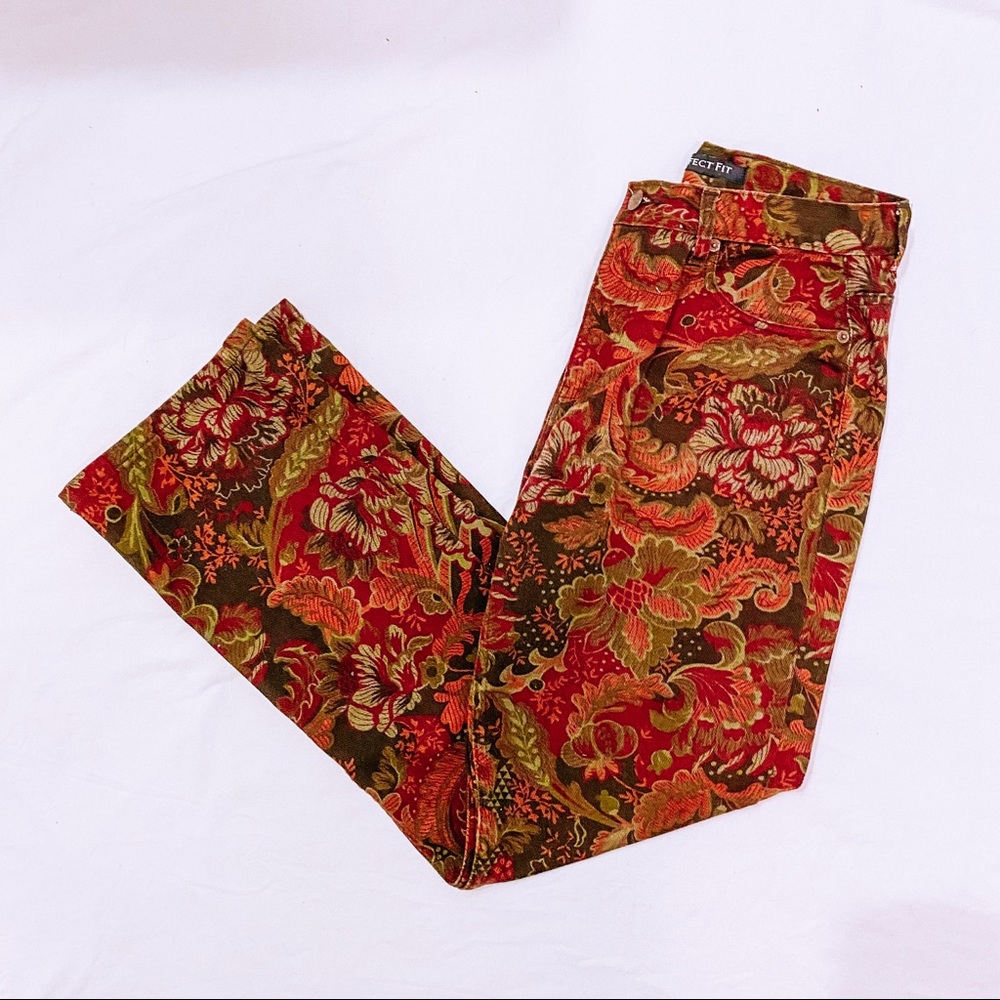 Vintage Bill Blass corduroy Floral Flare Jeans